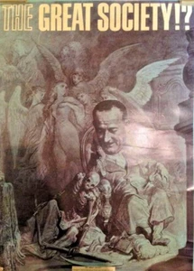 1968 President Johnson LBJ The Great Society Anti-Vietnam War Poster Grim Reaper - Picture 1 of 3