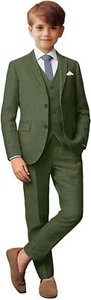 Boys' Suits Slim Fit Linen Suit Casual 3Pcs Suits for Boys Summer Beach Outfits - Picture 1 of 37