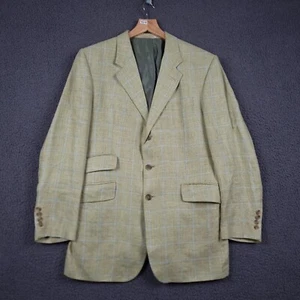 RODERICK CHARLES Blazer Jacket Mens 40R Green Check 100% Linen Hacking SportCoat - Picture 1 of 11