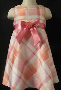 Youngland Sleeveless Pink Plaid Dress with Bows and Flowers Size 24 Months - Imagen 1 de 3
