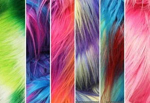 Faux Fur Long Pile 3 Tone Rainbow Fabric / 60" Wide / Sold By The Yard - Picture 1 of 32