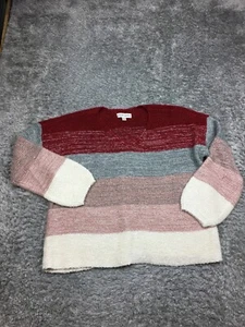 Knox Rose Sweater Womens Size XL Red Pink Striped Acrylic - Picture 1 of 14