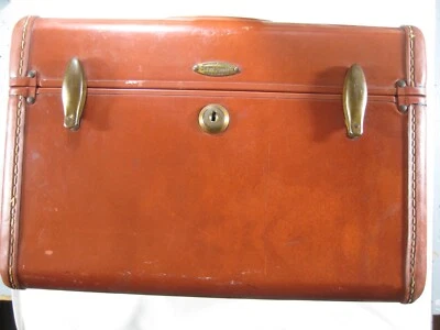 Vintage Samsonite Train Case burgundy brown red make up 8x9x13" 1950s? - Image 1 of 4