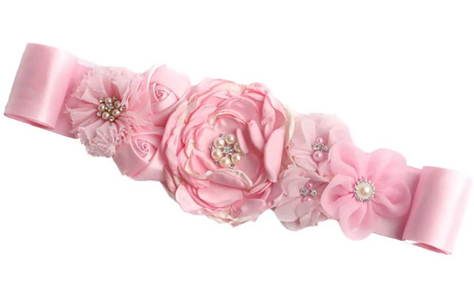 Flower Maternity Belly Satin Sash Baby Shower Dress Photography Prop Dress Be... - Image 1 of 1
