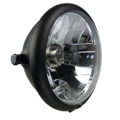 Motorrad Haupt Scheinwerfer schwarz matt 15 cm mit seitlicher Befestigung - Bild 1 von 4