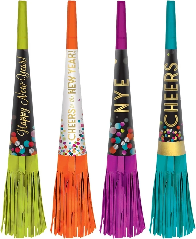 8 Pieces Multicolor New Years Fringe Horns Fringe Horns,Comes with 9" multicolor - Image 1 of 1
