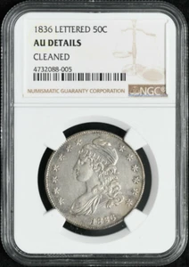 :1836 Lettered 50C Bust Half-Dollar NGC AU-DETAILS Rare Low-Pop Higher-Grades - Picture 1 of 2