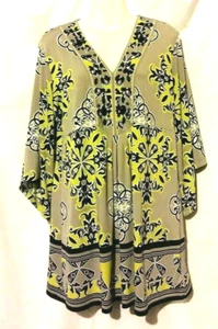 WOMEN'S ALFANI MULTI-COLOR EMBELLISHED LONG LIQUID KNIT TUNIC TOP SIZE L - Picture 1 of 4