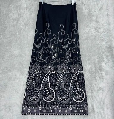 Vintage Talbots Skirt 4 Wool Blend Embroidered Paisley Western Bohemian Modest - Image 1 of 4