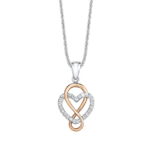 S.Oliver Jewel Women Necklace Silver Rose Bicolor Zirconia Heart 9081684 - Picture 1 of 2