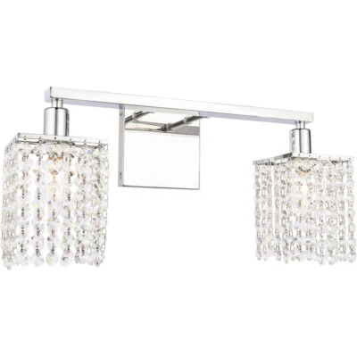 Wall sconce Light Fixture Bathroom Vanity Crystal and Chrome Lighting 18" - Image 1 of 4