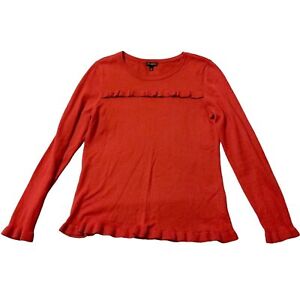 Talbots Red Cashmere Blend Sweater Small Women Soft w/ Ruffles Valentines Preppy
