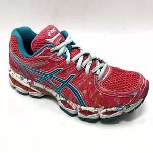 RARE EUC Asics Gel Nimbus 16 US 7 Pink 2014 NYC Marathon Running Paint Splatter - Bild 1 von 15