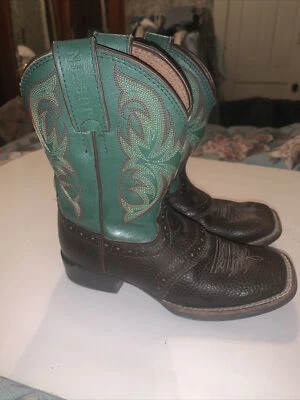Justin Botas Vaqueras Niño Marrón y Verde Azulado Medidas 8.5" Suela Foto 1 de 4