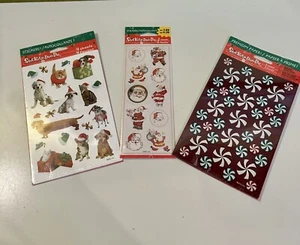 Vintage Stickety Doo Da Christmas Stickers-Dogs/cats, Santa & Peppermint NOS - Picture 1 of 8