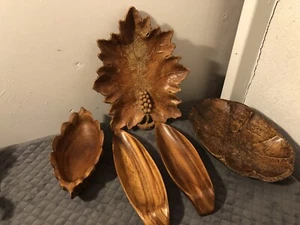 Wood Bowl Decorative Unique Art Display Rustic Carved Home Decor Bowl Lot - Picture 1 of 11