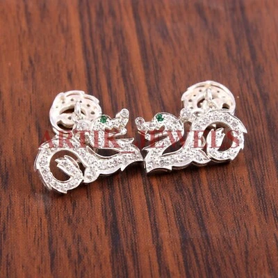 Natürlicher Smaragd Edelstein Mit 925 Sterlingsilber Manschettenknopf #2810 - Bild 1 von 3