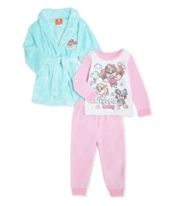 Girls Robe & Pajama Set PAW PATROL NWT Size 3 4 5T Pink 3 Piece Pink Green - Picture 1 of 1