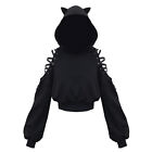 Kawaii Clothing Gothic Punk Cat Hoodie Black Sweatshirt Harajuku Ulzzang Lace Up