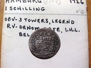 1726 German States Hamburg 1 Schilling Silver F3 - Picture 1 of 2