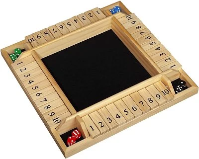 14 inch 4-Player Shut The Box Wooden Board Game Natural Wood - Image 1 of 4