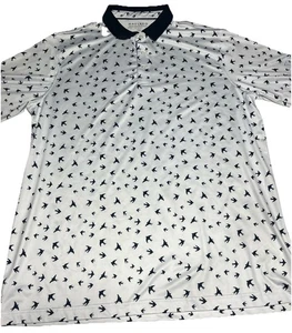 Maelreg Performance Polo Mens XL Golf Shirt Short Sleeve All Over Bird Print - Picture 1 of 8