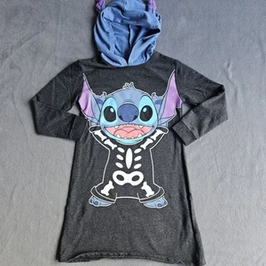 Stitch Dress Girls Large 10-12 Hooded Disney Youth Gray Long Sleeve  Cartoon - Picture 1 of 10