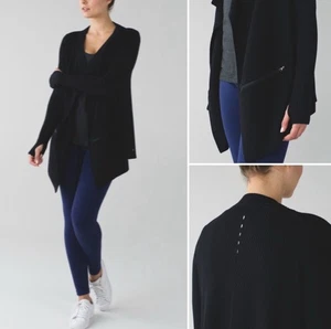Lululemon Resolution Wrap Negro 10/12 Cachemira Usado en Excelente Condición - Imagen 1 de 12