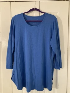 Susan Graver Modern Essentials 3/4-Sleeve Liquid Knit Top Size 2X Blue Stretch - Picture 1 of 4