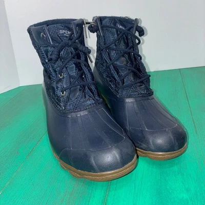Botas SperryTop Sider Duck para mujer talla 9” impermeables al tobillo azul goma cremallera lateral Foto 1 de 4