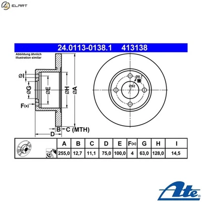 2x BRAKE DISC 24.0113-0138.1 FOR BMW M10B16 1.6L M10B18 1.8L M10B20 2.0L 4cyl - Image 1 of 4