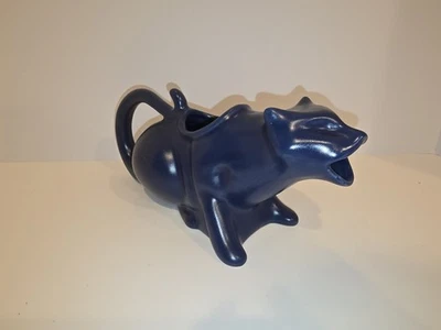 Puking Kitty Cat Gravy Season Navy Blue Sauce Creamer Gravy Boat 12 0z - Image 1 of 4