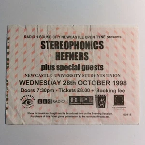 STEREOPHONICS - Newcastle University UK Used Concert Ticket Stub (28 OCT 1998) - Picture 1 of 7