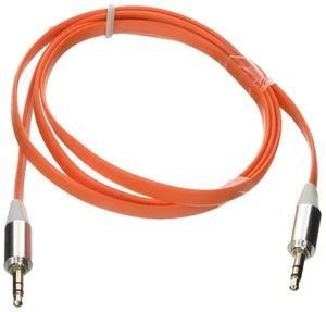 Poppstar 3,5mm Flachband Audio Klinken-Kabel 1m Orange Handy/Smartphone/Tablet - Photo 1/1