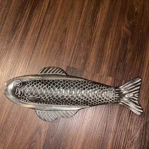 Fish Shaped Serving Tray Sandcast Pewter - Picture 1 of 8