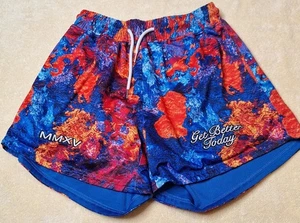 Get Better Today Double Mesh Shorts Fire Vibrant Print GBT Drawstring Medium - Picture 1 of 8