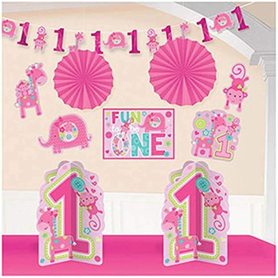 Набор для украшения комнаты на 1-й день рождения One Wild Girl Fun To Be One 10 шт. - Изображение 1 из 1
