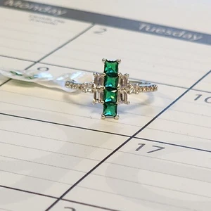 Bomb Party RBP5937 Emerald Rhodium Plated Ring Size 8 - Picture 1 of 8