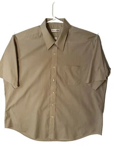 Mens Business Casual Short Sleeve Shirt 2XL Pierre Cardin Khaki Color - Picture 1 of 6