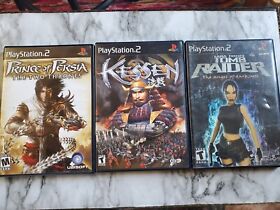 PS2 PlayStation Video Game Lot (3) Tomb Raider Kessen Prince Of Persia 