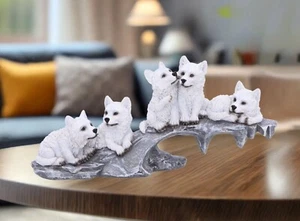 Litter of White Wolf Pups Figurine Wolves Ornament Nemesis Now New & Boxed 25cm - Picture 1 of 8