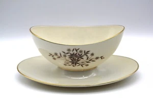 Vintage Lenox Starlight China Gravy Boat Attached Underplate X-302 USA Gold - Picture 1 of 7