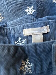 Women Within pants plus size 28W corduroy Blue straight leg snowflake embroidery