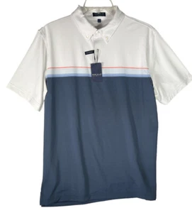 Peter Millar HERREN CROWN HANDGEFERTIGTES POLO ~ XLARGE ~ WEISS BLAU mit STREIFEN NEU UVP $ 110 - Bild 1 von 11
