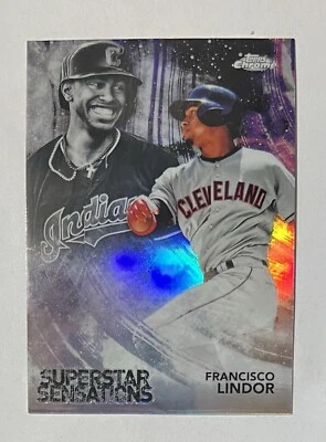 Francisco Lindor 2018 Topps Chrome SUPERSTAR SENSATIONS Refractor Card #SS-8 - Image 1 of 2