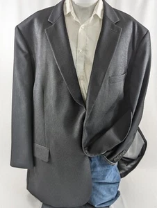 Pronto Uomo Mens Poly Blend Blazer Sport Coat Sport Jacket 54R Black Birdseye - Picture 1 of 10