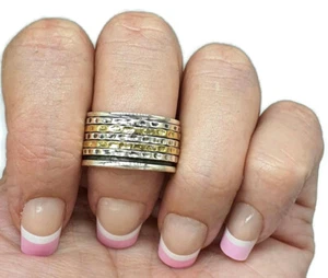 Spinner ring, Sterling Silver, Solid Gold brass, Meditation Ring - Picture 1 of 10