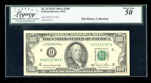 DBR 1981-A $100 St. Louis Fr. 2170-H Legacy AU-50 Serial H01713787A - Picture 1 of 2
