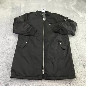 Members Only Jacket Womens Extra Large Bomber Jacket Parka Black Parka Coat a34 - Picture 1 of 8