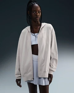Nike Women's Sportswear Jersey Oversized Hooded Full Zip Jacket DM6415-104 SMALL - Picture 1 of 6